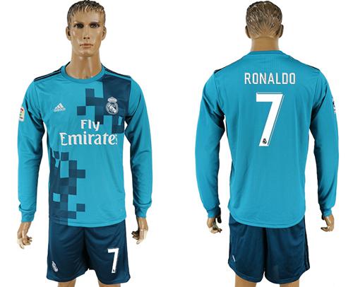 Real Madrid #7 Ronaldo Sec Away Long Sleeves Soccer Club Jersey - Click Image to Close